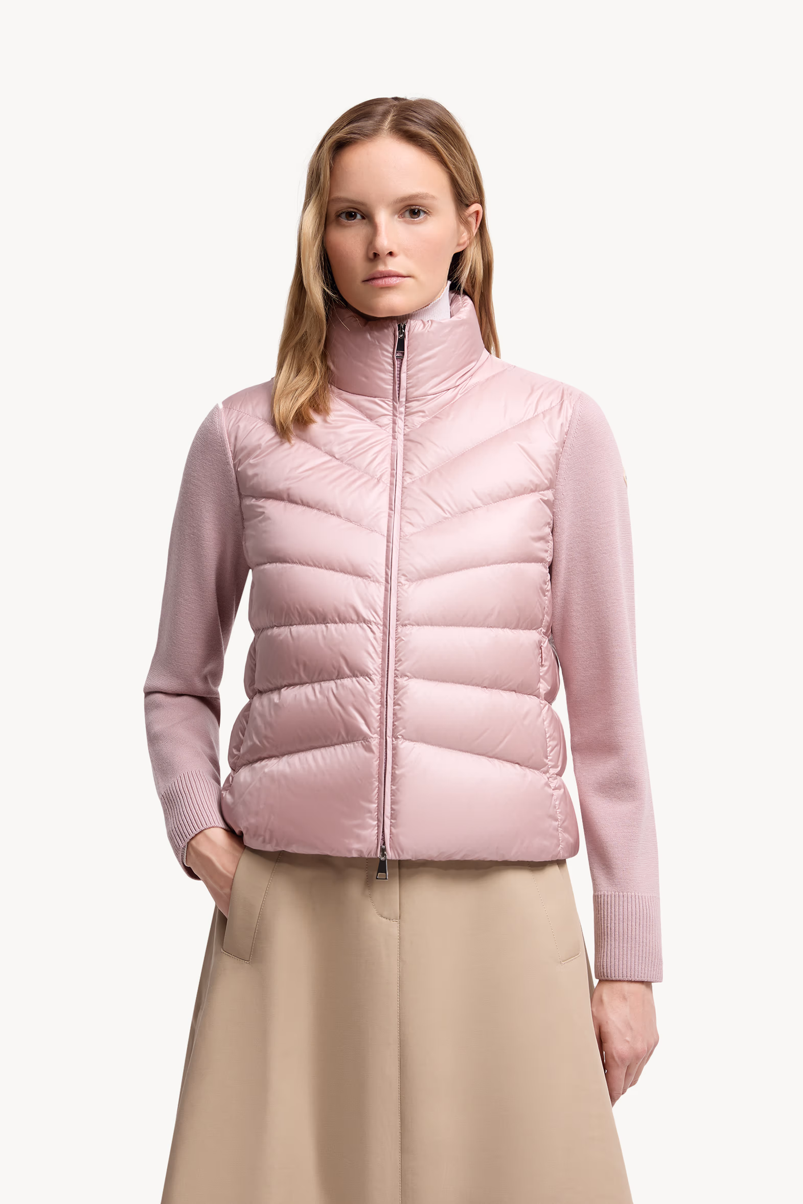 Padded Wool Cardigan Women Pink Moncler 3